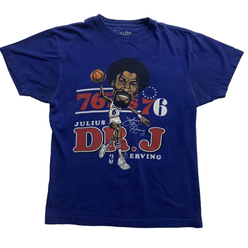 Vntg Dr J Julius Erving T Shirt Mitchell Ness Philadelphia 76Ers Sixers Small
